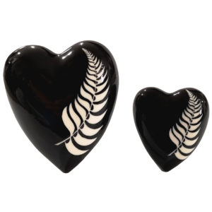 Fern Heart - White NZ Fern on Black Heart