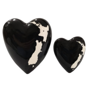 'Love NZ' Heart - White NZ Map on Black Heart
